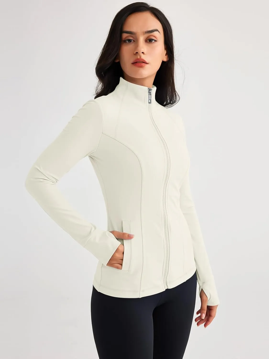 Trendy Queen Womens Lightweight Zip Up Jackets Mock Turtleneck Fall Hoodies Fitted 2024 Athletic Workout Clothes with Pockets