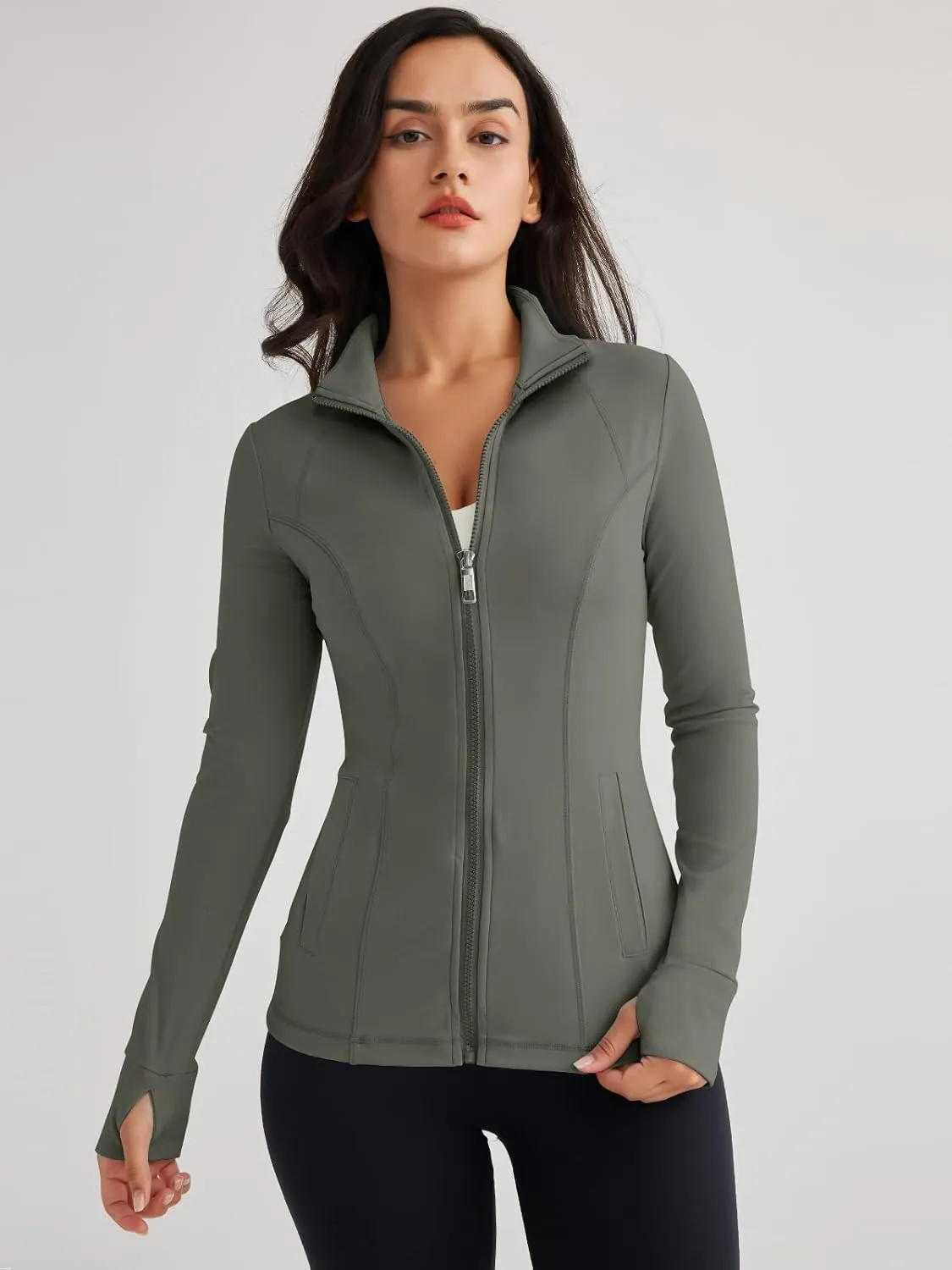 Trendy Queen Womens Lightweight Zip Up Jackets Mock Turtleneck Fall Hoodies Fitted 2024 Athletic Workout Clothes with Pockets