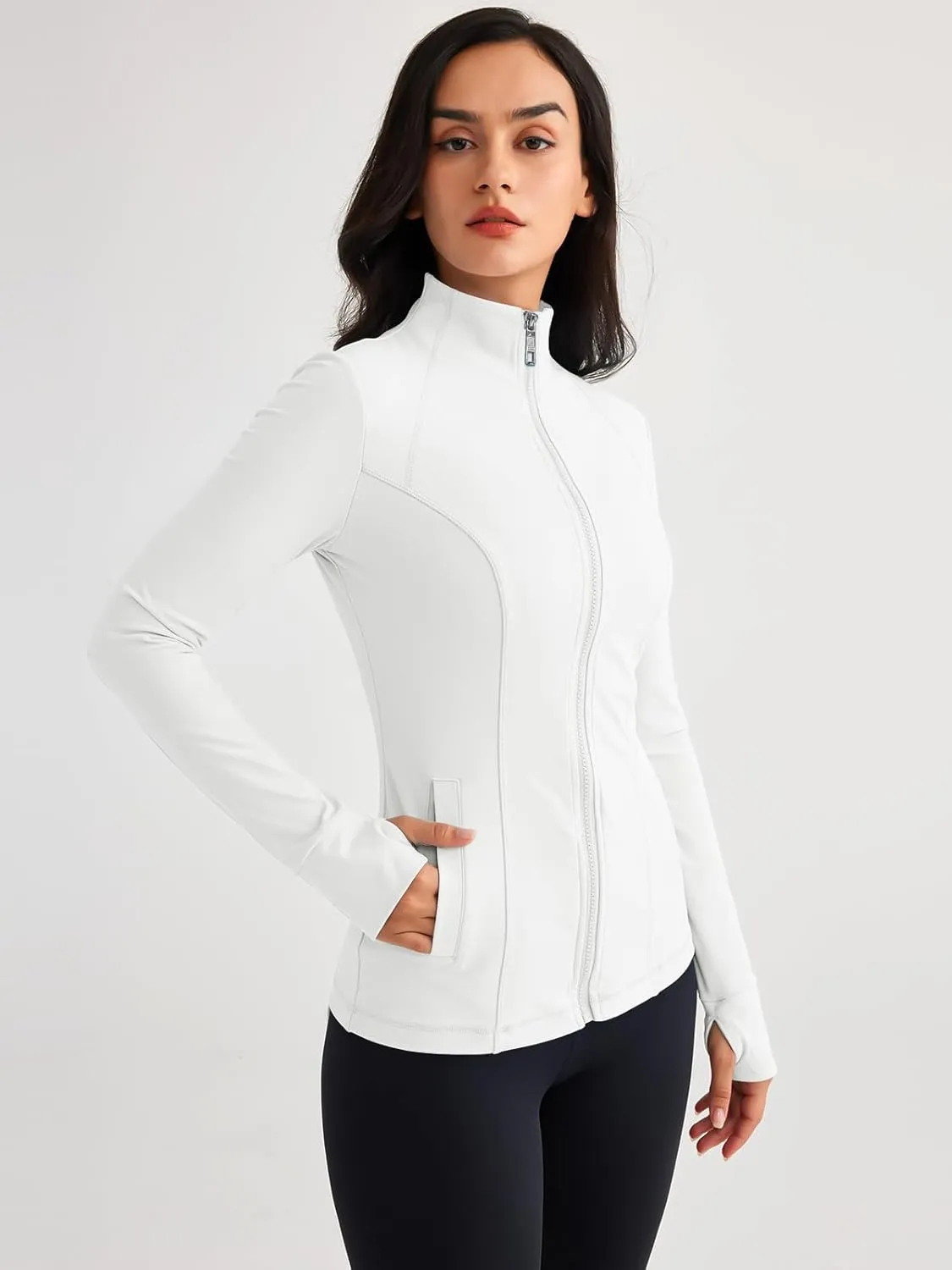 Trendy Queen Womens Lightweight Zip Up Jackets Mock Turtleneck Fall Hoodies Fitted 2024 Athletic Workout Clothes with Pockets