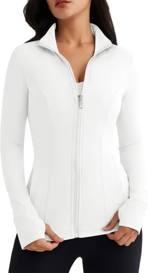 Trendy Queen Womens Lightweight Zip Up Jackets Mock Turtleneck Fall Hoodies Fitted 2024 Athletic Workout Clothes with Pockets