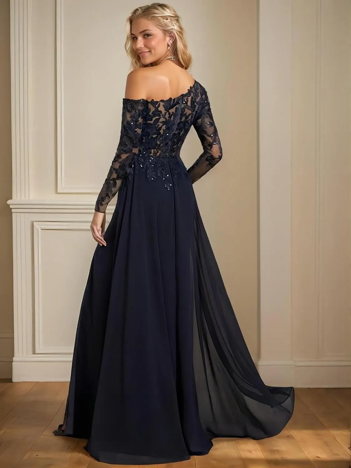 Trumpet/Mermaid Sexy Formal Evening Dress Prom Dress Wedding Party Gown Floor-Length Chiffon Lace Leg Slit Sequins