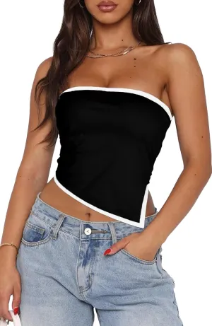 Tube Tops for Women Sexy Cute Bandeau Strapless Tops for Women Sleeveless Summer Tube Top
