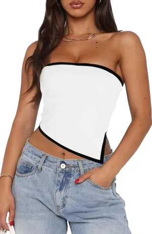 Tube Tops for Women Sexy Cute Bandeau Strapless Tops for Women Sleeveless Summer Tube Top