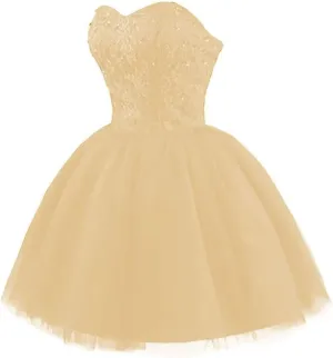Tulle Strapless Homecoming Dresses Tulle Beading Teens Prom Dress Short Lace Puffy Gown for Women Cocktail