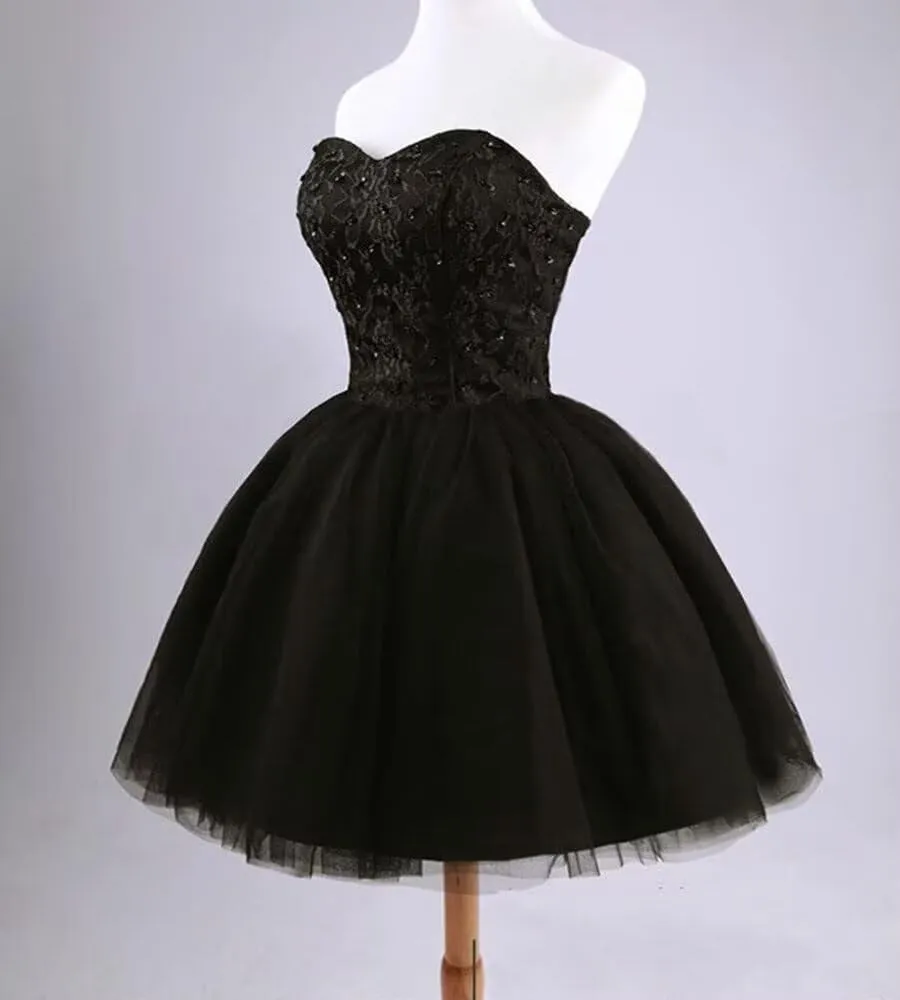 Tulle Strapless Homecoming Dresses Tulle Beading Teens Prom Dress Short Lace Puffy Gown for Women Cocktail