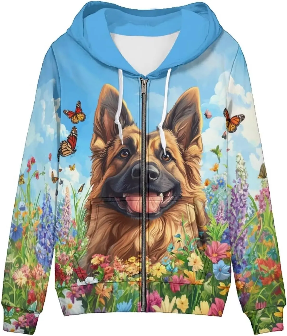 Uourmeti Zip Up Hoodie Graphic Y2k Hooded Sweatshirt Jacket for Women XS-5XL