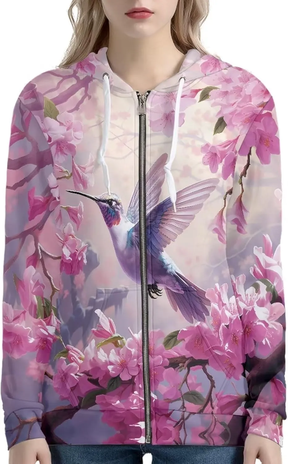 Uourmeti Zip Up Hoodie Graphic Y2k Hooded Sweatshirt Jacket for Women XS-5XL