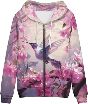 Uourmeti Zip Up Hoodie Graphic Y2k Hooded Sweatshirt Jacket for Women XS-5XL