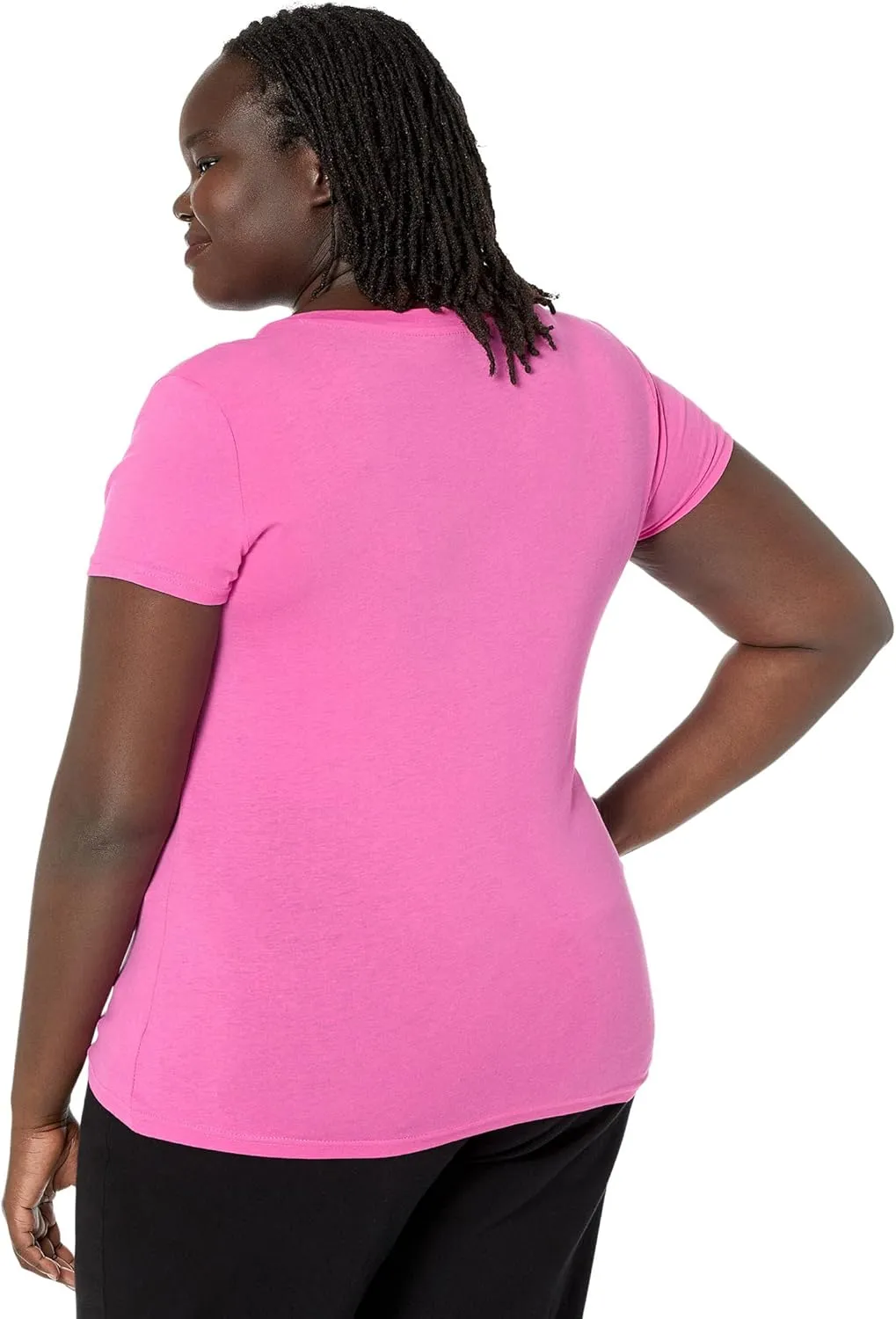 V-NECK STRIPE FOIL GRAPHIC T-SHIRT