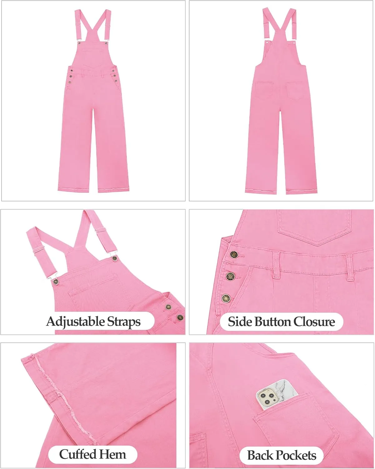 Vetinee Womens Overalls Denim Loose Fit Wide Leg Bib Stretch Baggy Jeans Jumpsuit Y2K Comfy