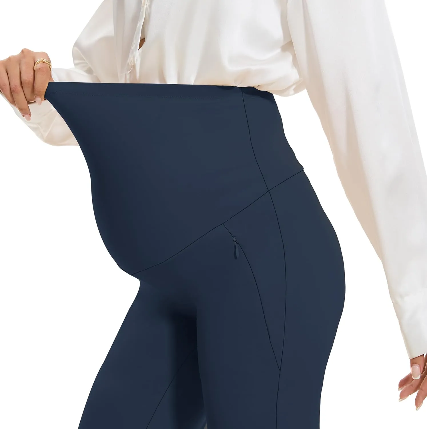 VIMPEP Soft Feeling Wide Leg Maternity Yoga Pants Over The Belly Pregnancy Dress Pants Petite/Regular with Pockets 305