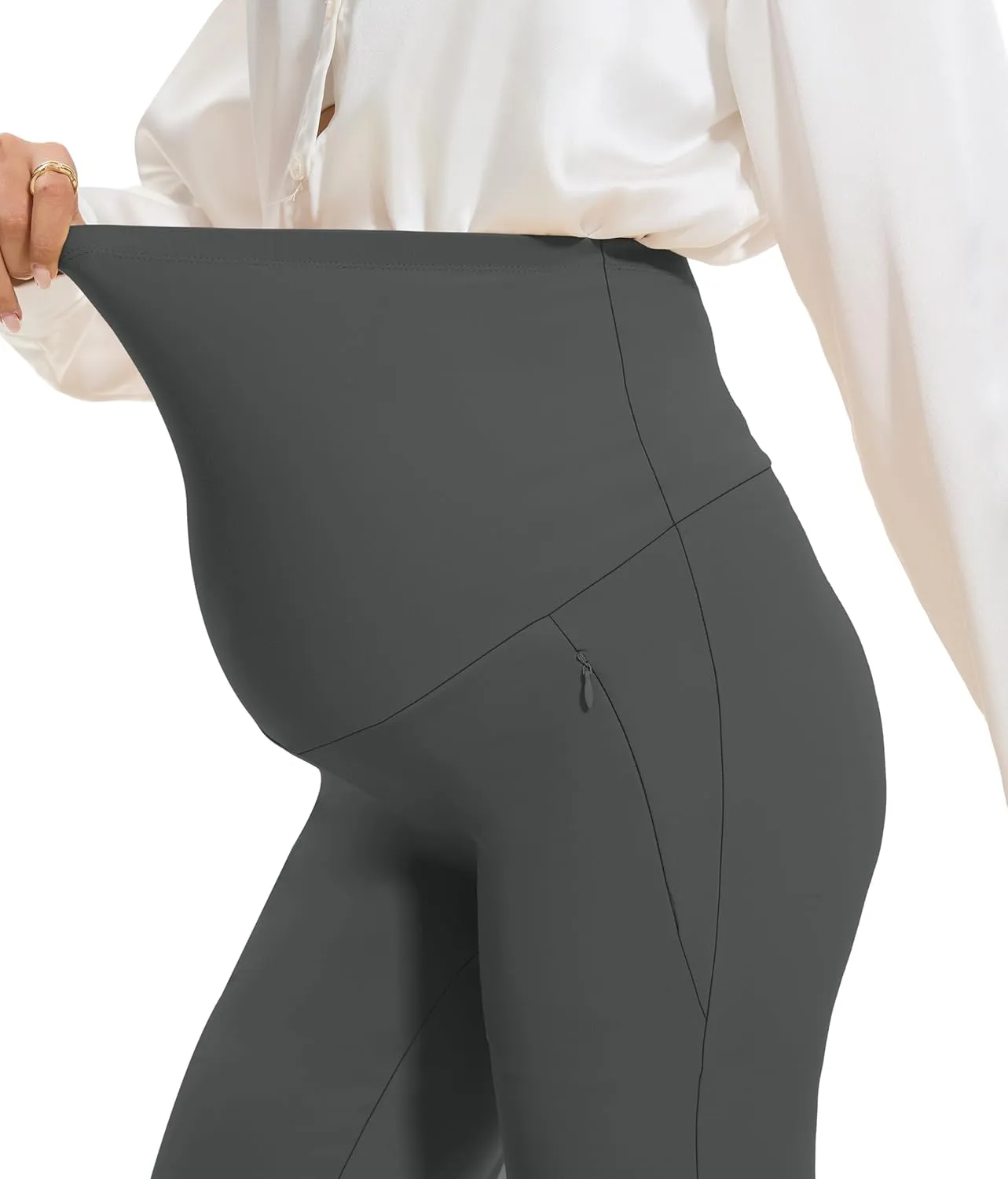 VIMPEP Soft Feeling Wide Leg Maternity Yoga Pants Over The Belly Pregnancy Dress Pants Petite/Regular with Pockets 305