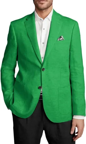 Wangyue Men's Linen Jacket Casual Sport Coat Slim Fit Lightweight Linen Blazer Jacket Stylish Two Buttons Sports Jackets