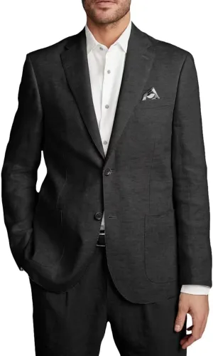 Wangyue Men's Linen Jacket Casual Sport Coat Slim Fit Lightweight Linen Blazer Jacket Stylish Two Buttons Sports Jackets