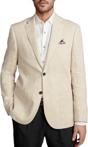 Wangyue Men's Linen Jacket Casual Sport Coat Slim Fit Lightweight Linen Blazer Jacket Stylish Two Buttons Sports Jackets