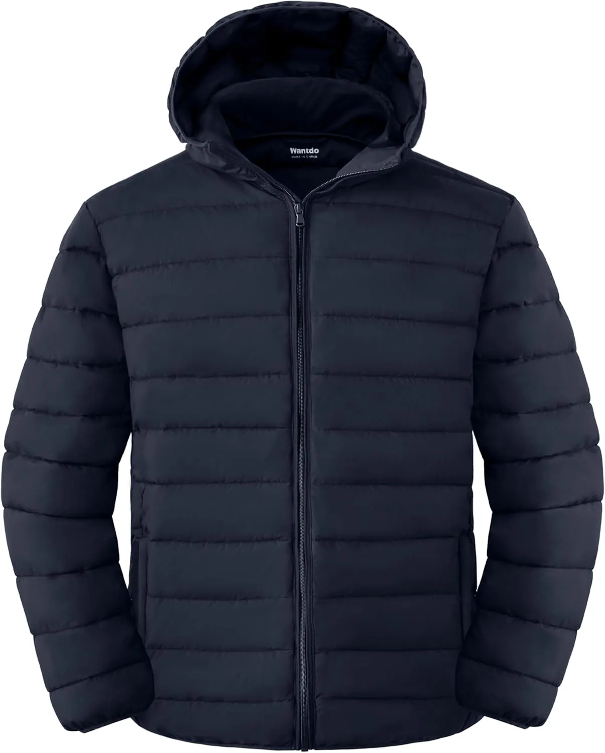 wantdo Men's Big and Tall Lightweight Puffer Jacket Quilted Warm Winter Coat Windproof Winter Jackets with Hood