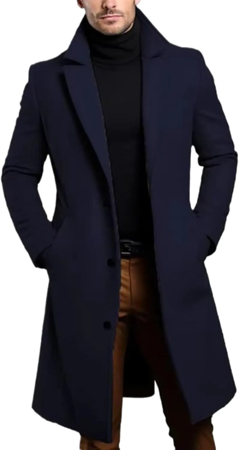 Warm And Comfortable Black1 Trench Coat For Mens Long Sleeve Single Breasted Overcoat Perfect For Fall And Winter