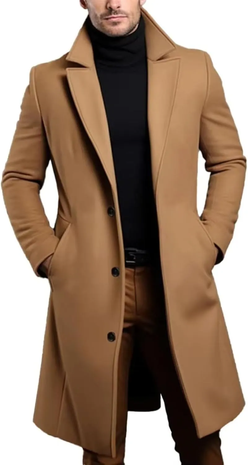 Warm And Comfortable Black1 Trench Coat For Mens Long Sleeve Single Breasted Overcoat Perfect For Fall And Winter