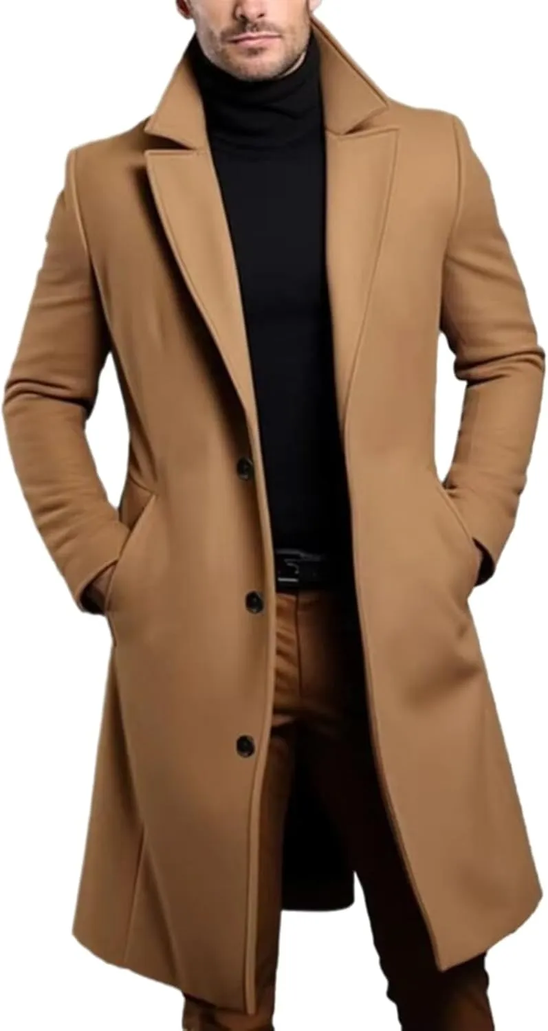 Warm And Comfortable Black1 Trench Coat For Mens Long Sleeve Single Breasted Overcoat Perfect For Fall And Winter