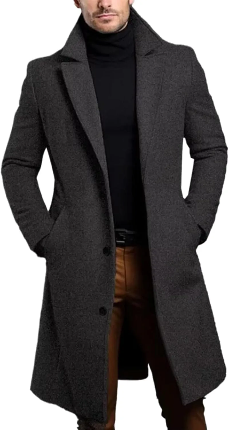Warm And Comfortable Black1 Trench Coat For Mens Long Sleeve Single Breasted Overcoat Perfect For Fall And Winter