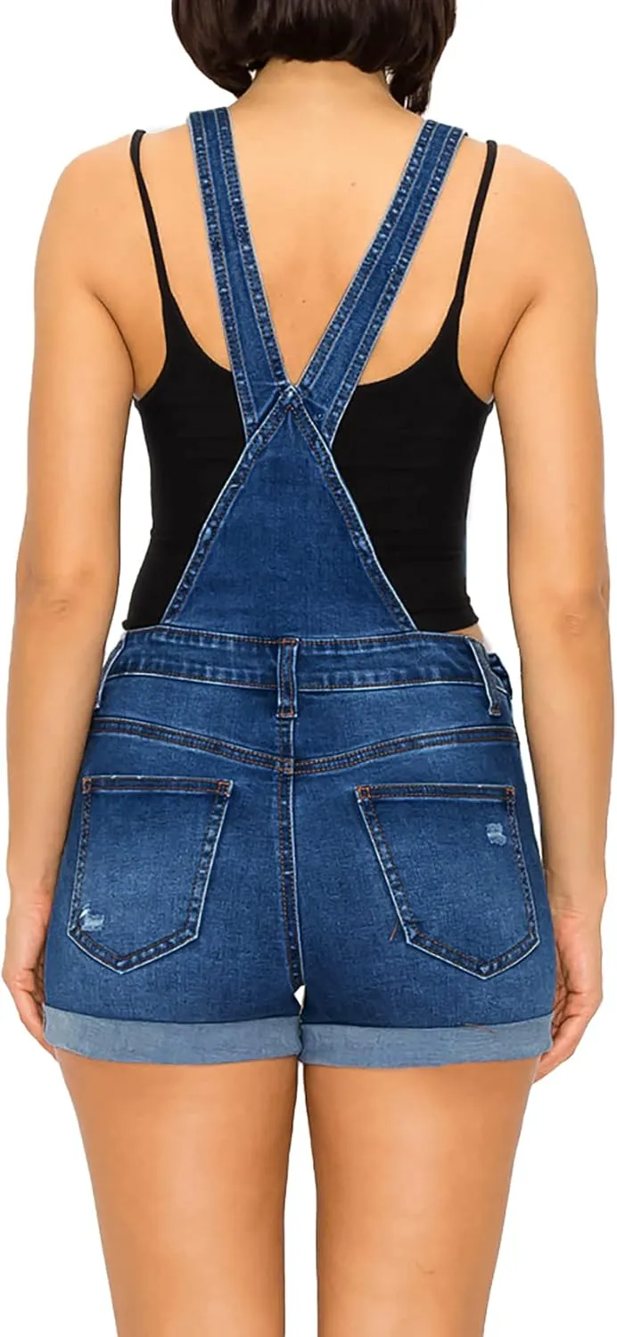 WAX JEAN Women's Denim Overall Shorts