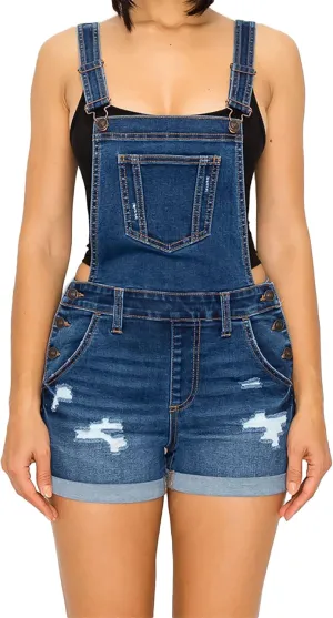 WAX JEAN Women's Denim Overall Shorts