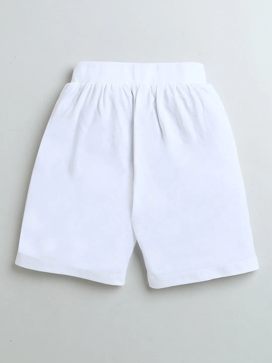 White Dino Score Print Shorts for Boys