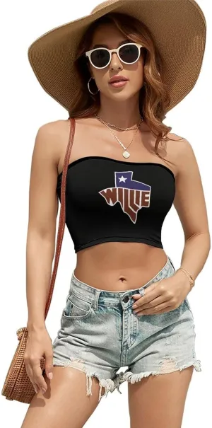 Willie's Texas Tube Tops for Women Fashion Off The Shoulder Bandeau Shirts Summer Casual Navel Exposed