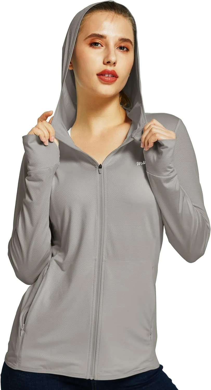 Willit Women's UPF 50  Sun Protection Shirts UV Long Sleeve Zip Hoodies SPF Lightweight Jacket Hiking Outdoor with Pockets