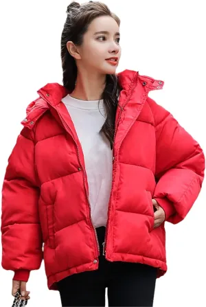 Winter Hooded Down Parka Coat Women Down Cotton Coat Ladies Warm Loose Cotton-Padded Coats Female Short Overcoat