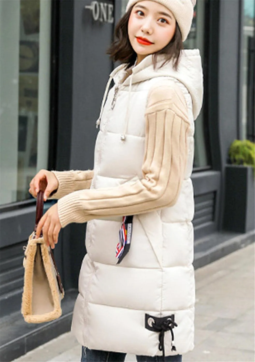 WIWIQS Women's Winter Sleeveless Long Vest Zip Up Quilted Coat Lightweight Warm Jacket with Pockets