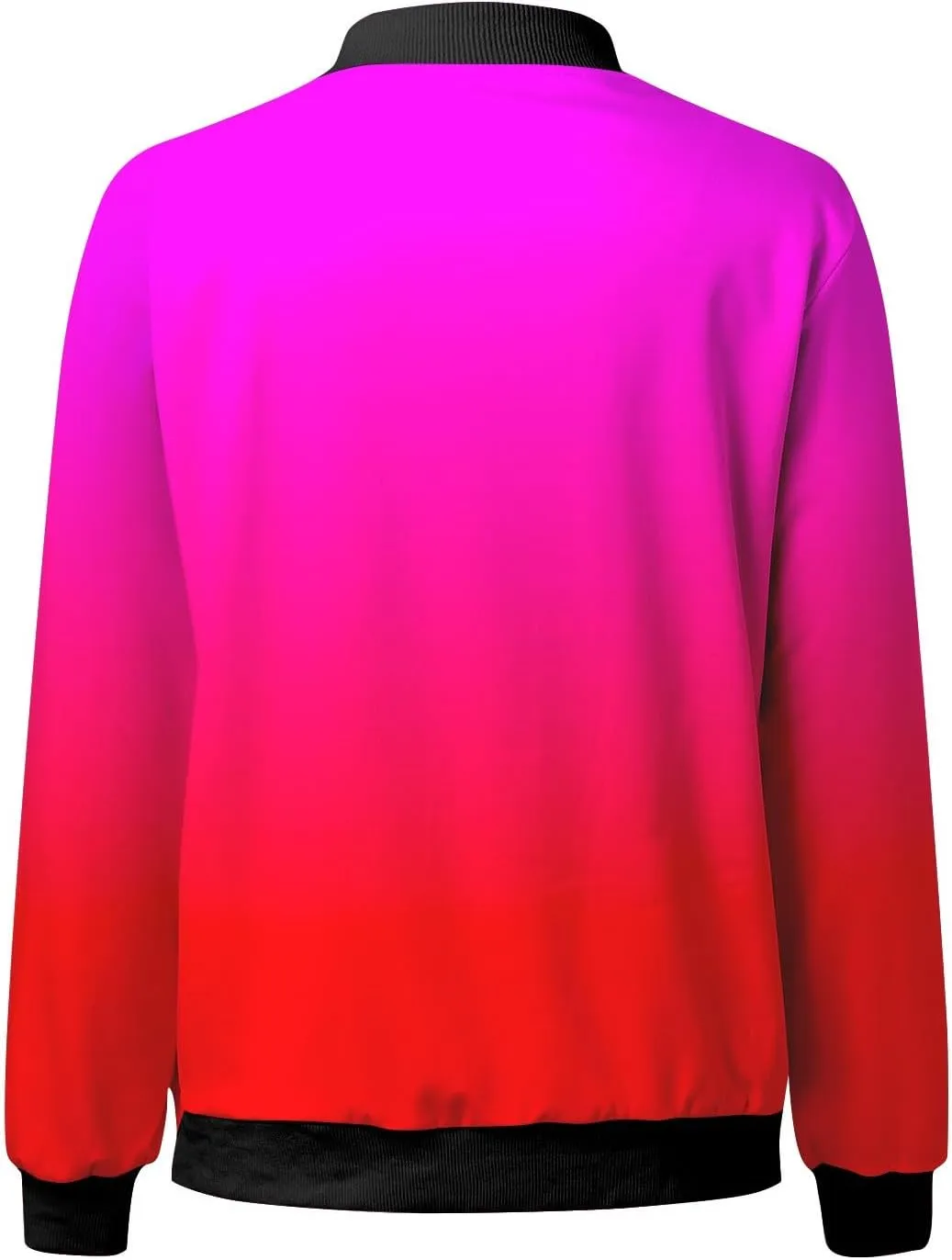 Women Fall Trendy Bomber Jacket Stand Collar Zip Up Windproof Floral Outerwears Long Sleeve Loose Casual Y2K Outwears