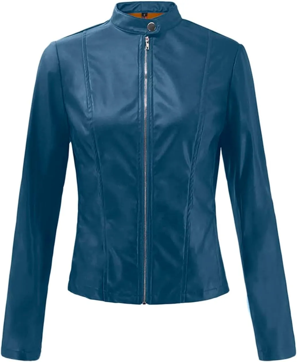 Women Faux Leather Cropped Jackets Slim Fit Trendy Zip up Lapel Long Sleeve Motorcycle Biker Ladies Short Coat Jacket