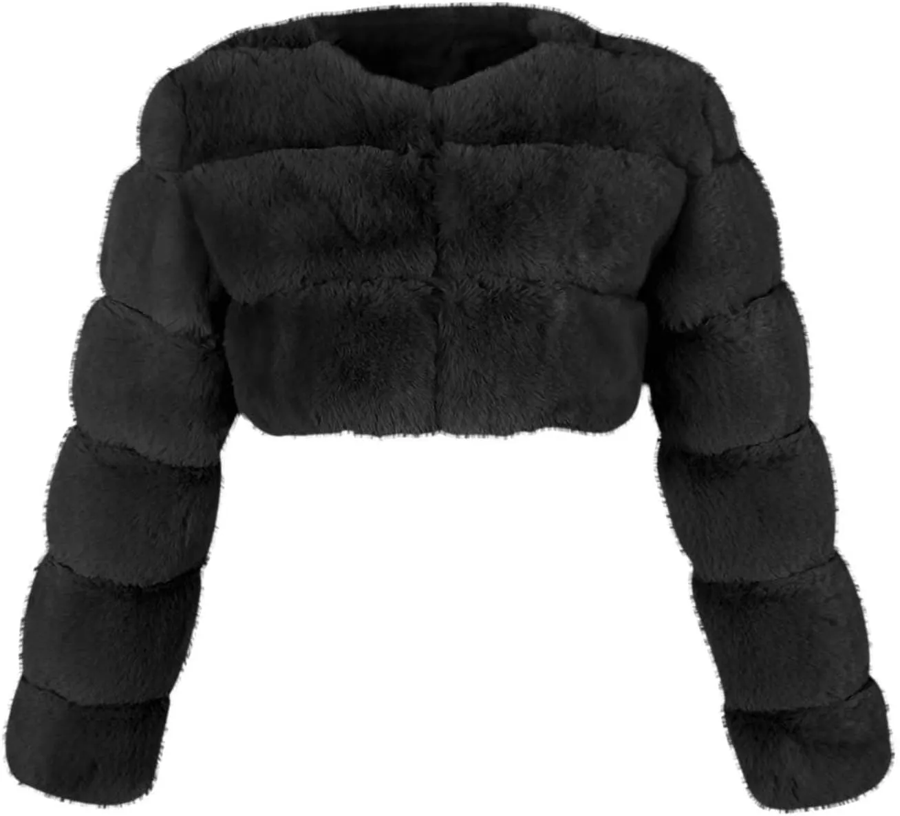 Women Fluffy Faux Fur Cropped Coat Vintage Parka Shaggy Jacket Winter Warm Fuzzy Open Front Jackets Outwear