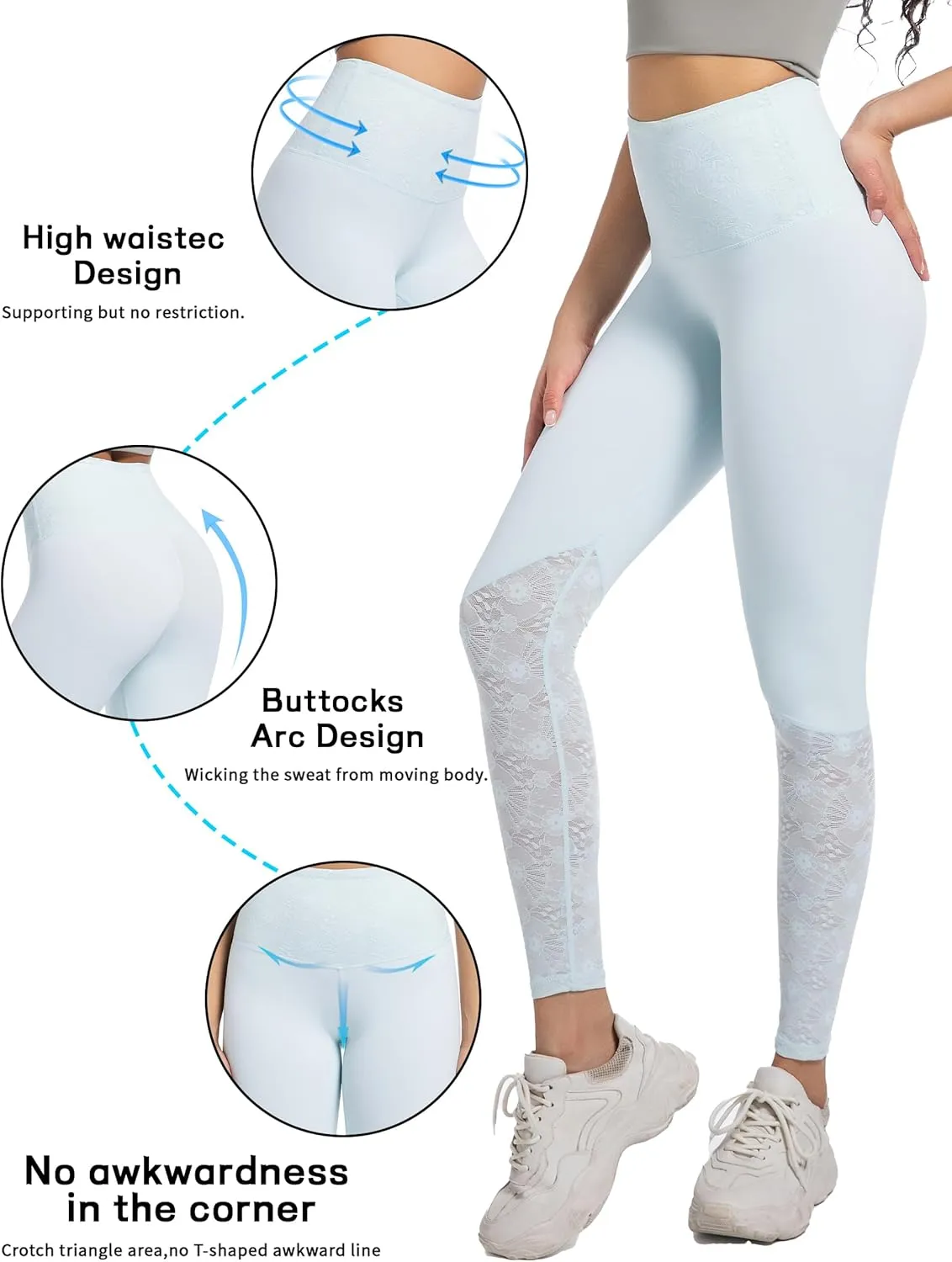 Women Lace Yoga Capris with Pockets Tummy Control Workout Capri Leggings Compression Breathable Ideal for Gym Running