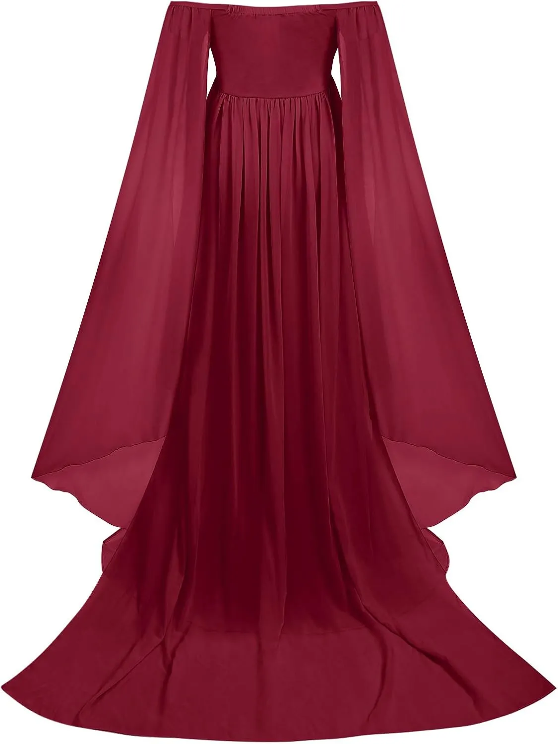 Women Off Shoulder Long Sleeve Maternity Dress Tulle Elegant Slim Fit Gown Baby Shower Photography Maxi Dress for Photo Shoot
