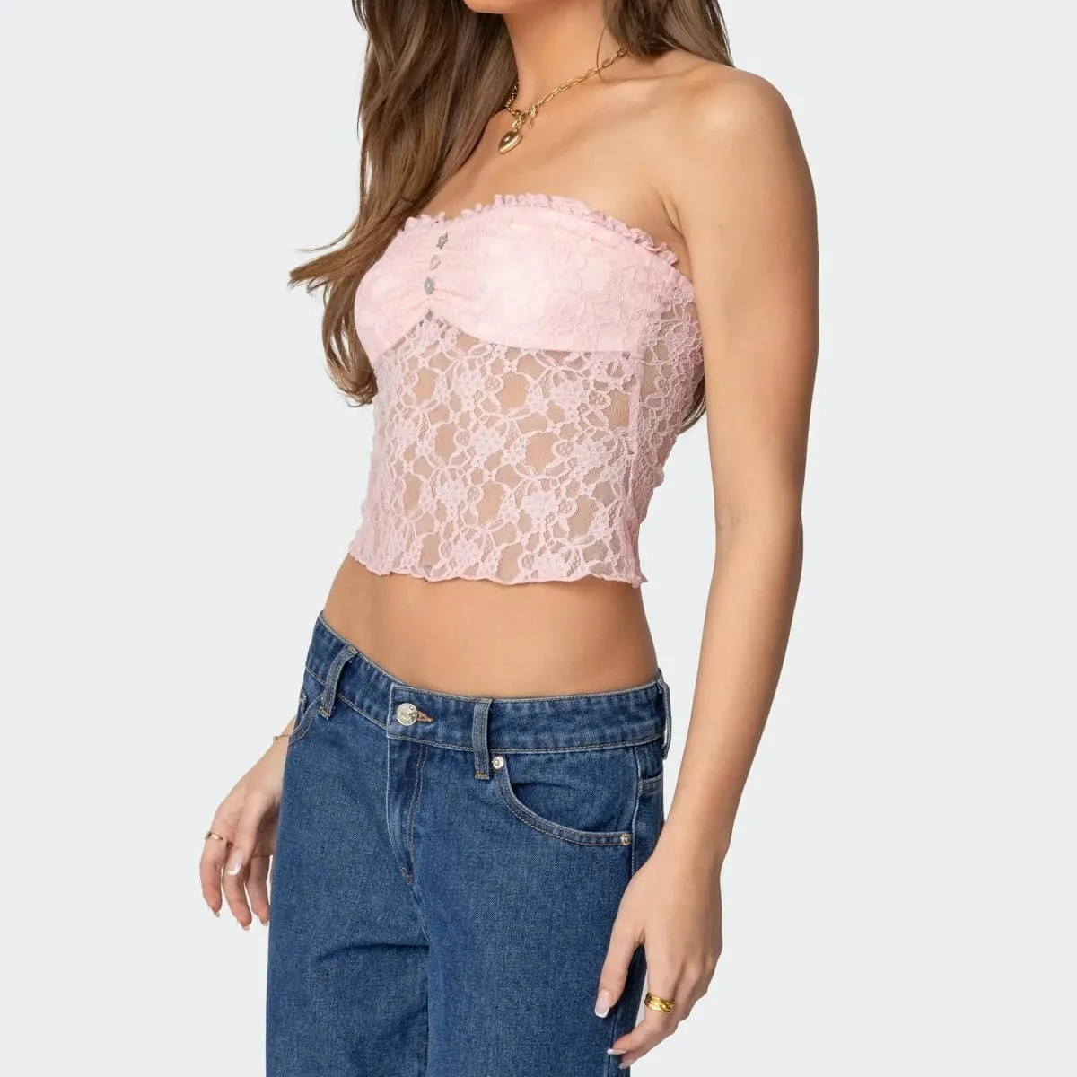Women Sexy Floral Strapless Top Y2K Coquette Sleeveless Halter Tube Top with Scarf Vintage Going Out Cami Tank Top