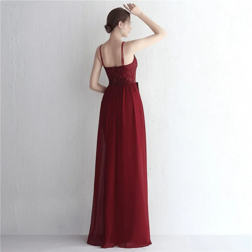 Women Sexy Long Evening Party Dress Fashionable Off Shoulder Sequin Evening Dress with Detachable Chiffon