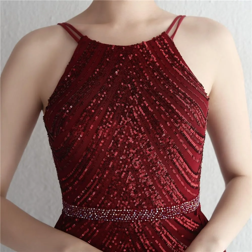 Women Sexy Long Evening Party Dress Fashionable Off Shoulder Sequin Evening Dress with Detachable Chiffon
