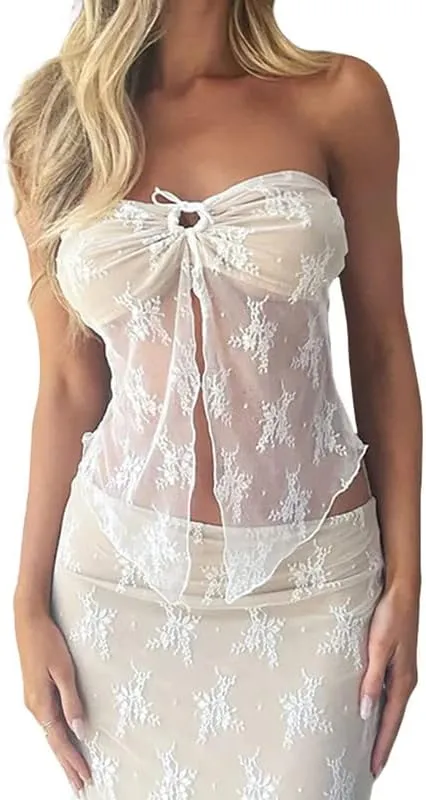Women Spaghetti Strap Lace Crop Camisole Sleeveless V Neck Cami Top Vintage Backless Tank Top Y2k Slim Fit Streetwear