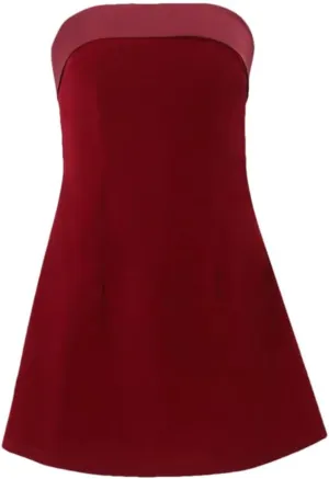 Women Strapless Sleeveless High Waist Temperament Dress Female Solid Slimming Mini Dresses
