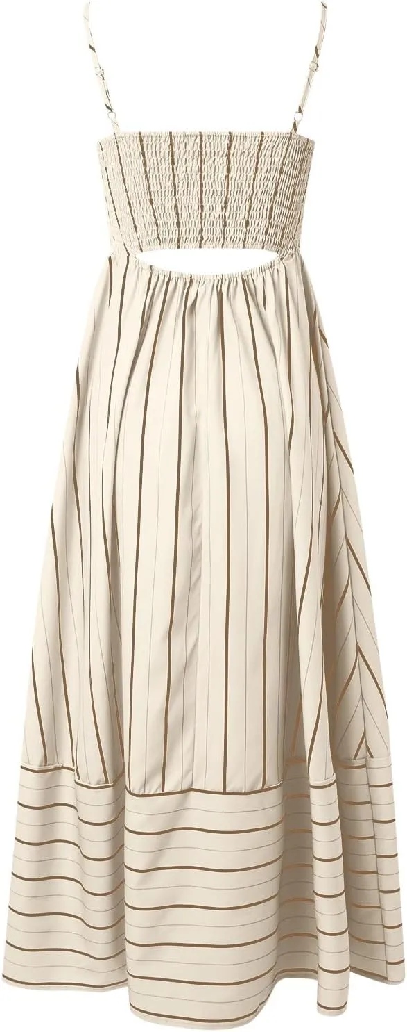 Women Stripe Sleeveless Camisole Dress Plus Size Backless Suspender Dress Summer Flowy Sundress Casual Party Dresses