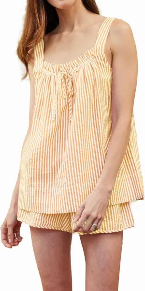 Women Striped Pajama Set 2 Piece Summer Sleeveless Camisole Top and Shorts Set Cozy Lounge Sets