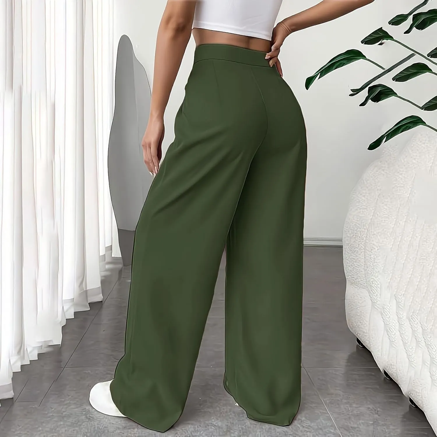 Women Suit Pants Formal Business Office Casual Slacks Workwear Trousers High Waisted Straight Leg Stylish Pants
