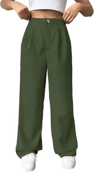 Women Suit Pants Formal Business Office Casual Slacks Workwear Trousers High Waisted Straight Leg Stylish Pants