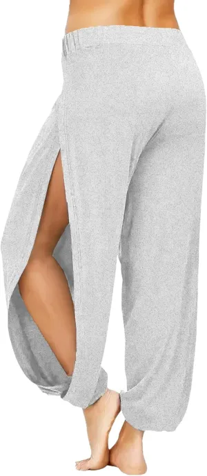 Women Summer Harem High Split Hem Leg Silt Pants Flowy Yoga Pant for Women Casual Beach Hippie Dance Pants