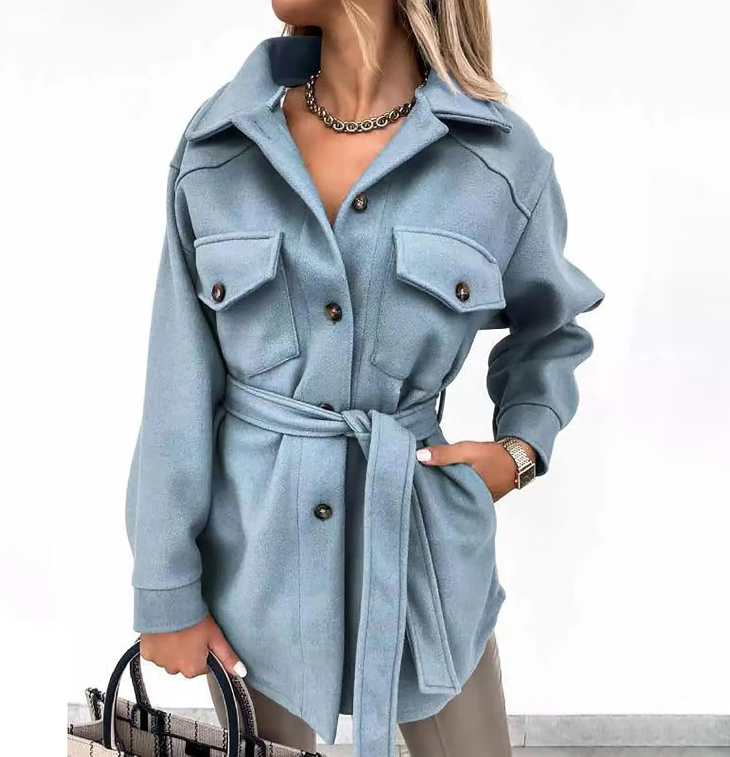 Women Warm 2023 Winter Jackets Double Breasted Woolen Peacoats Plus Size Thicken Mid Length Trench Coat Trendy Overcoat