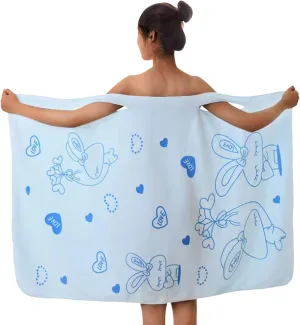 Women Wearable Bathrobe Bath/Shower Wrap Towel Dress Wearable Shower Skirt Fleece Body Wraps for Salon Spa