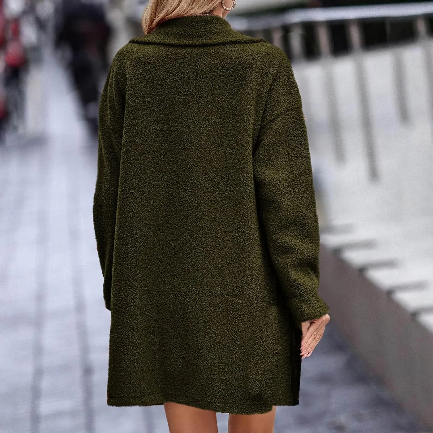 Women Winter Fuzzy Fleece Lapel Coats Long Cardigan Fluffy Jackets Faux Fur Warm Overcoats with Pockets Button 2024