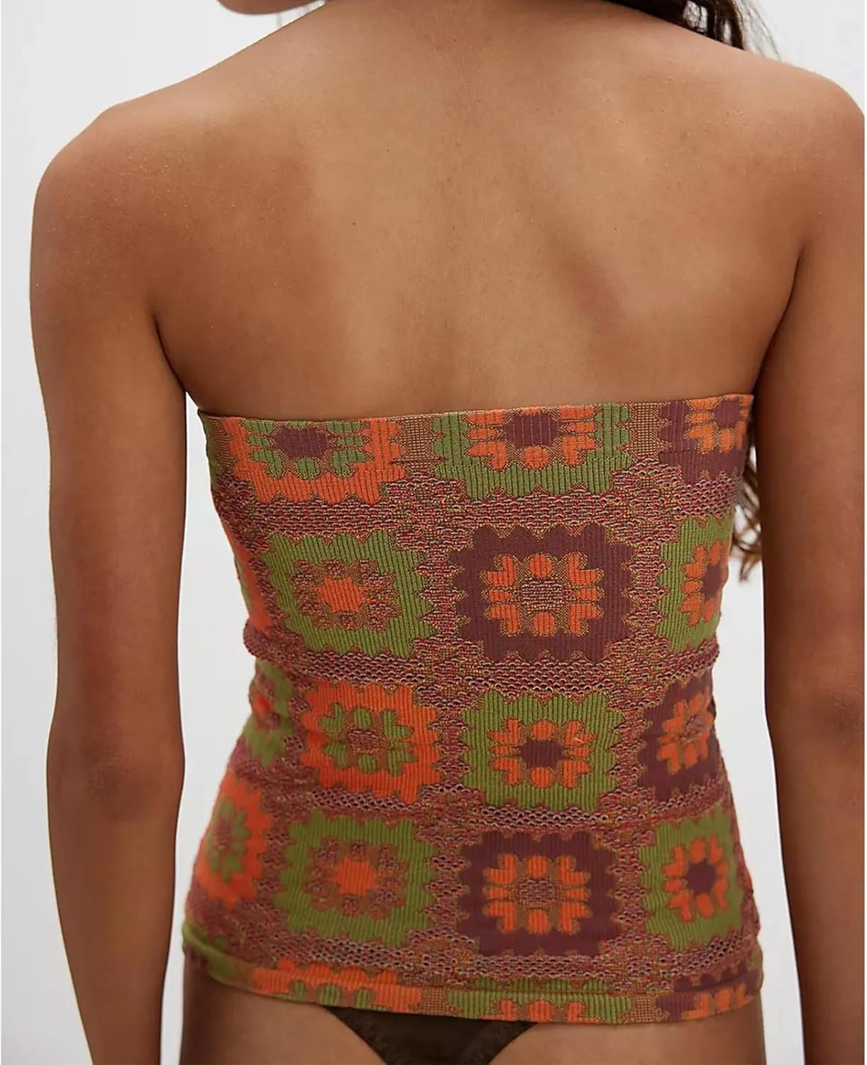 Women Y2K Floral Tube Tops Backless Strapless Bandeau Graphic Print Tank Sexy Aesthetic Teen Girl Going Out Shirt